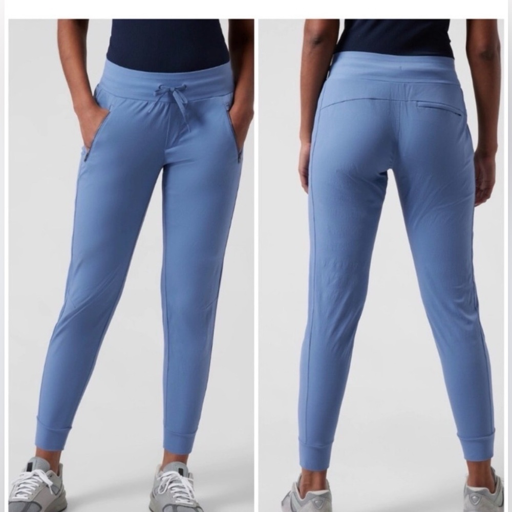 Athleta Light Blue Drawstring Jogger Track Pants Size 12 petite